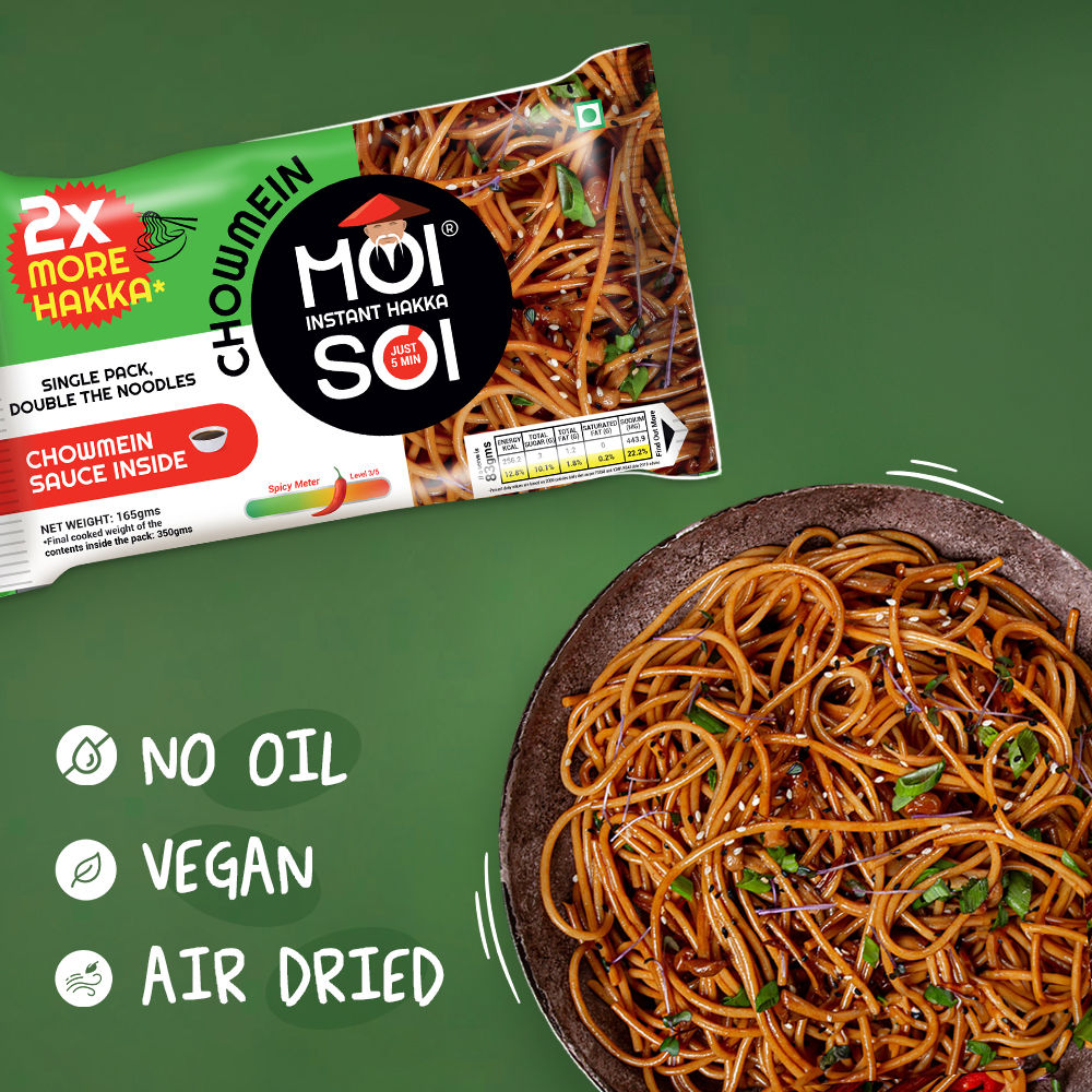 Moi Soi Instant Hakka Noodles | Tastemaker Inside | Chowmein| 165G | Street Style Hakka Noodles