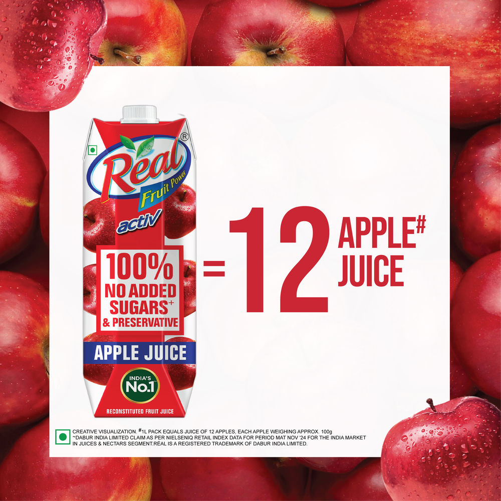 Dabur Real Activ 100% Apple Juice | Tetrapack 1 l Combo