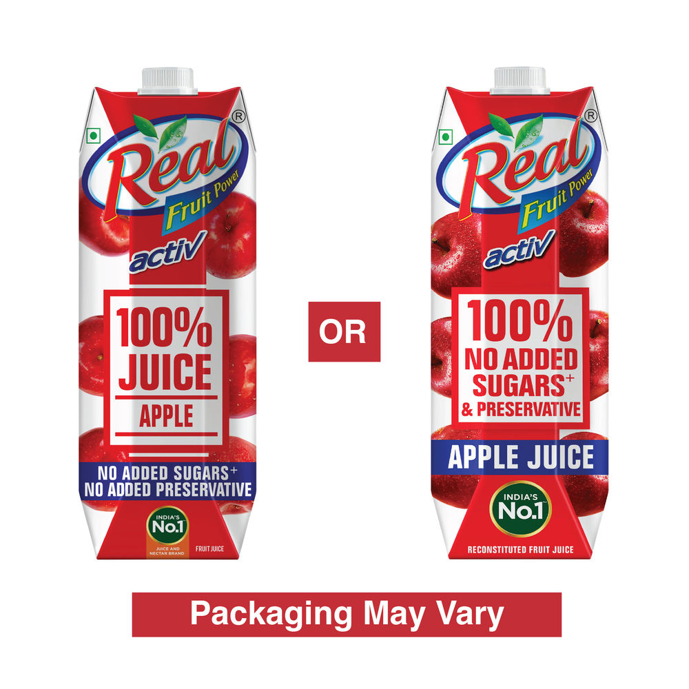 Dabur Real Activ 100% Apple Juice | Tetrapack 1 l Combo