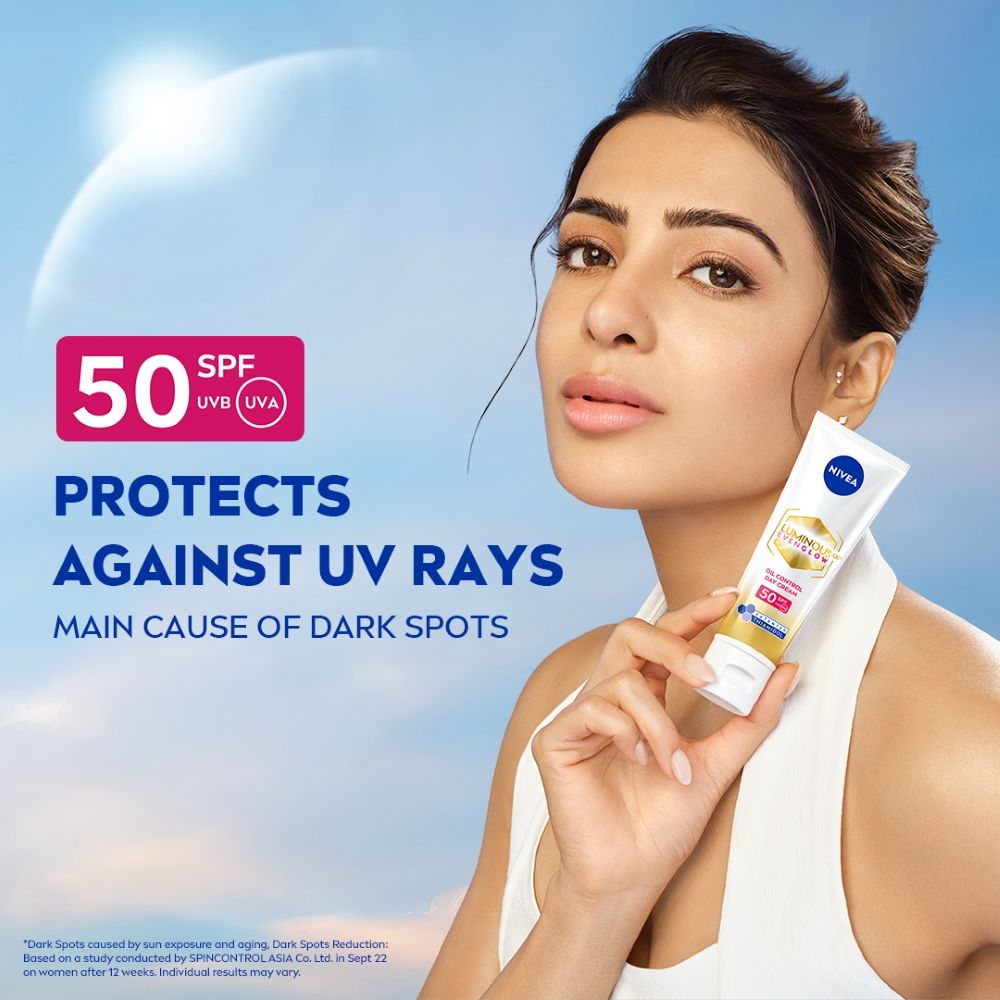 NIVEA Luminous Even Glow Oil Control Day Cream SPF 50,Thiamidol |UV protection & Reduces Dark Spots