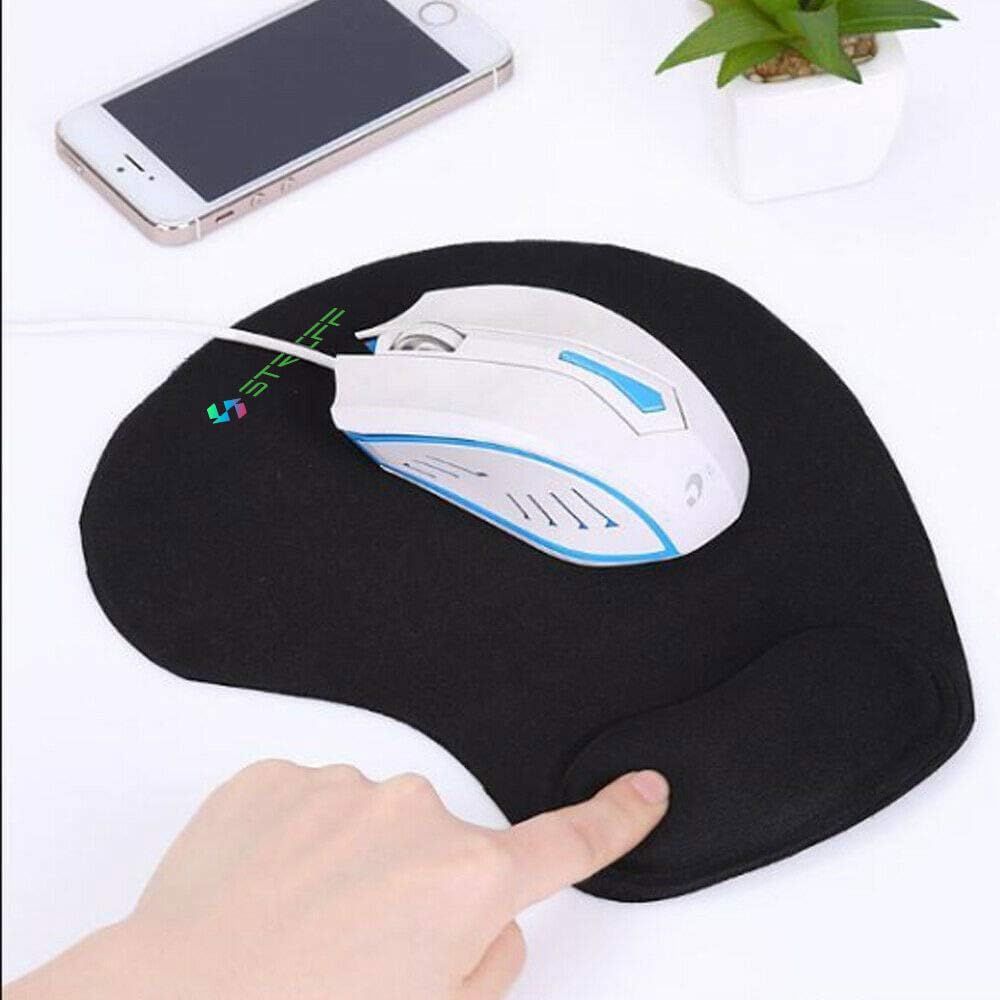 Striff Gel_Wrist_Support Mouse Pad With, Gaming Mouse Pad With Lycra Cloth Nonslip (Black)