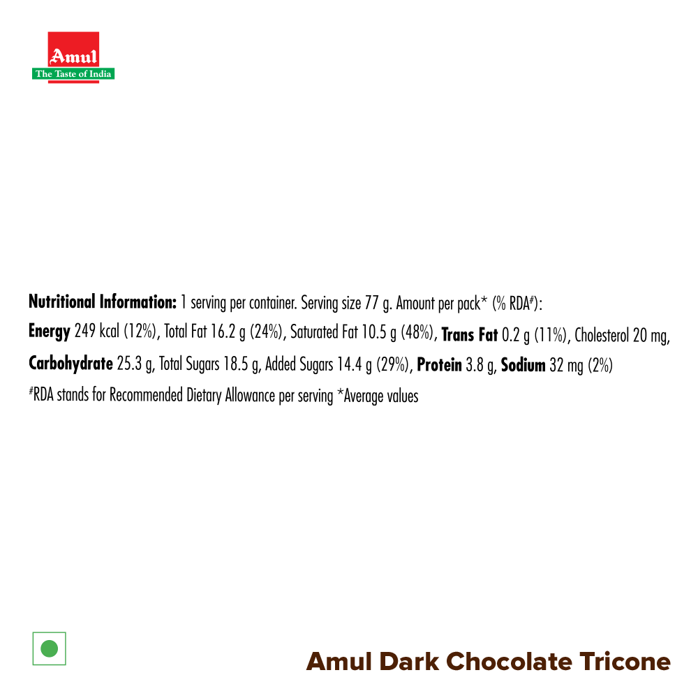 Amul Ice Cream Tricone Dark Choco Ice Cream Cone