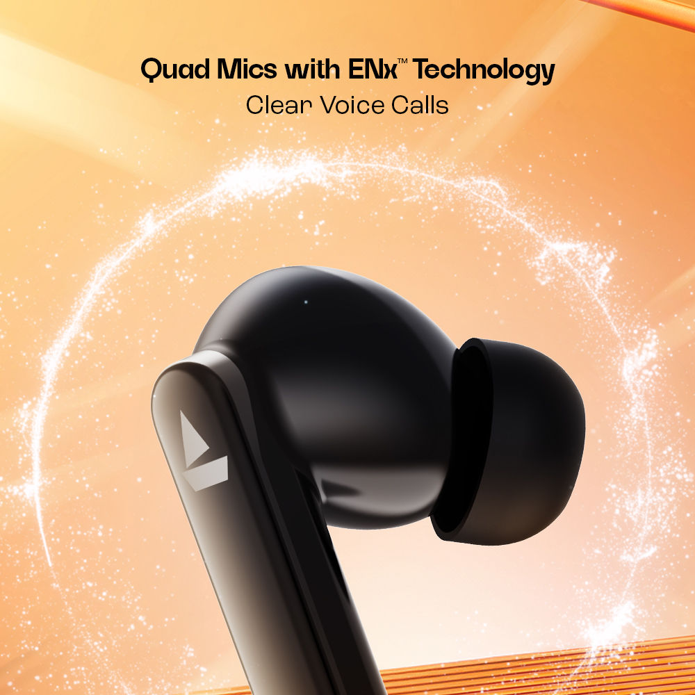 boAt Airdopes 301Tws Earbuds W 75H Playtime Quad Mics Tech Beast Mode For Gaming Midnight Shadow