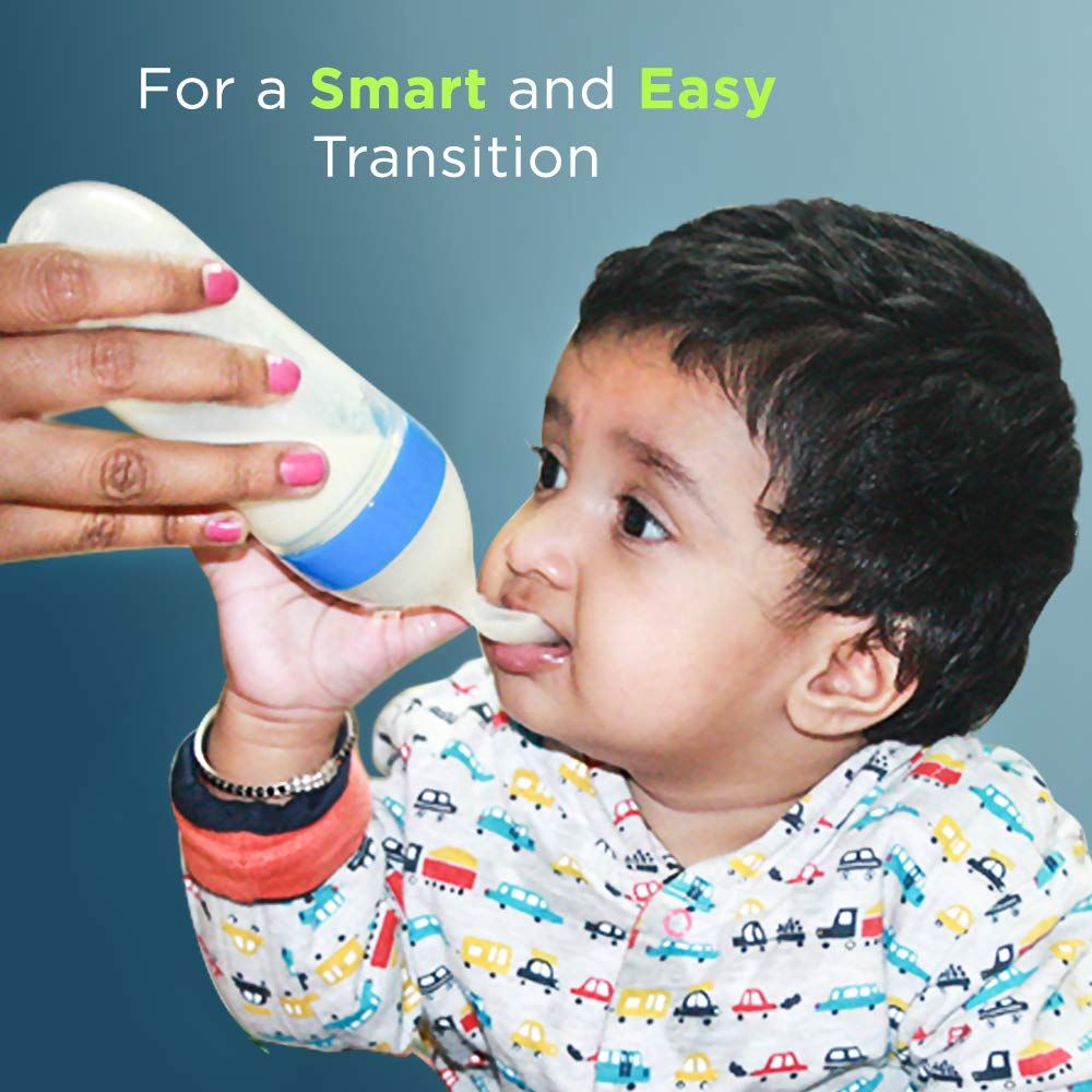 LuvLap Silicone Easy Squeezy Baby Food Feeder Feeding Bottle For Kids | Blue | 4+ months
