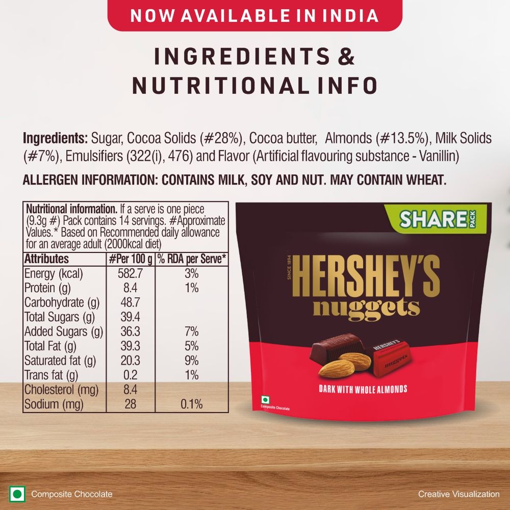 Hershey's Nuggets Dark With Whole Almonds Deliciously Dark Cocoa Rich Chocolate