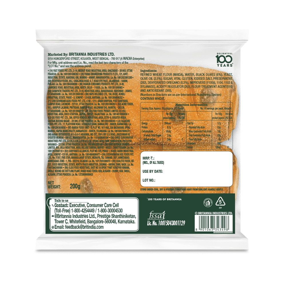 Britannia Olive Sub Bread