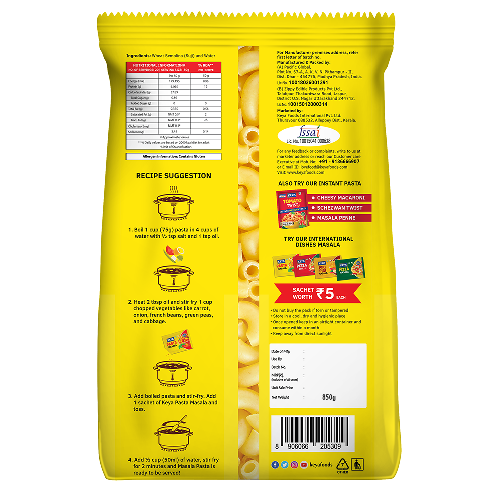 Keya Easy Cook Macaroni Wheat Pasta
