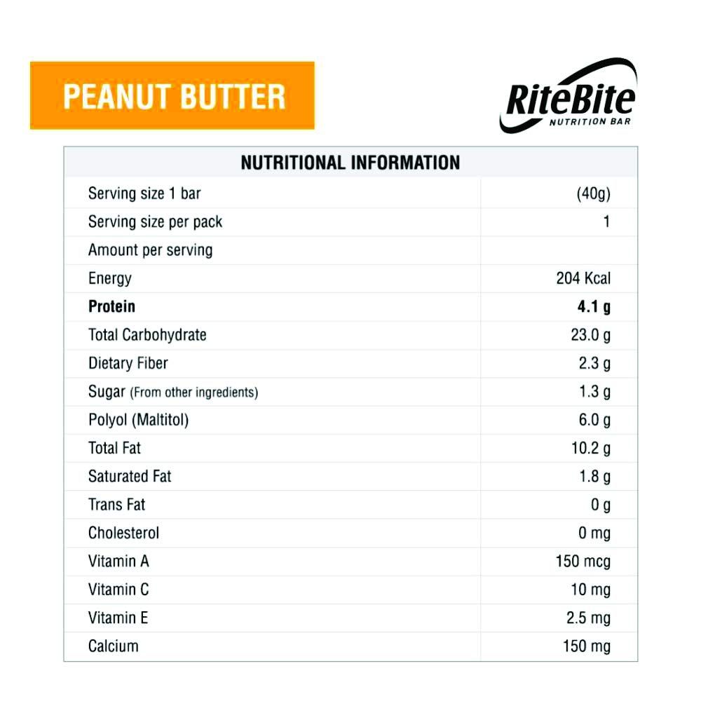 RiteBite Peanut Butter 4g Protein Energy Bar 40 g Combo