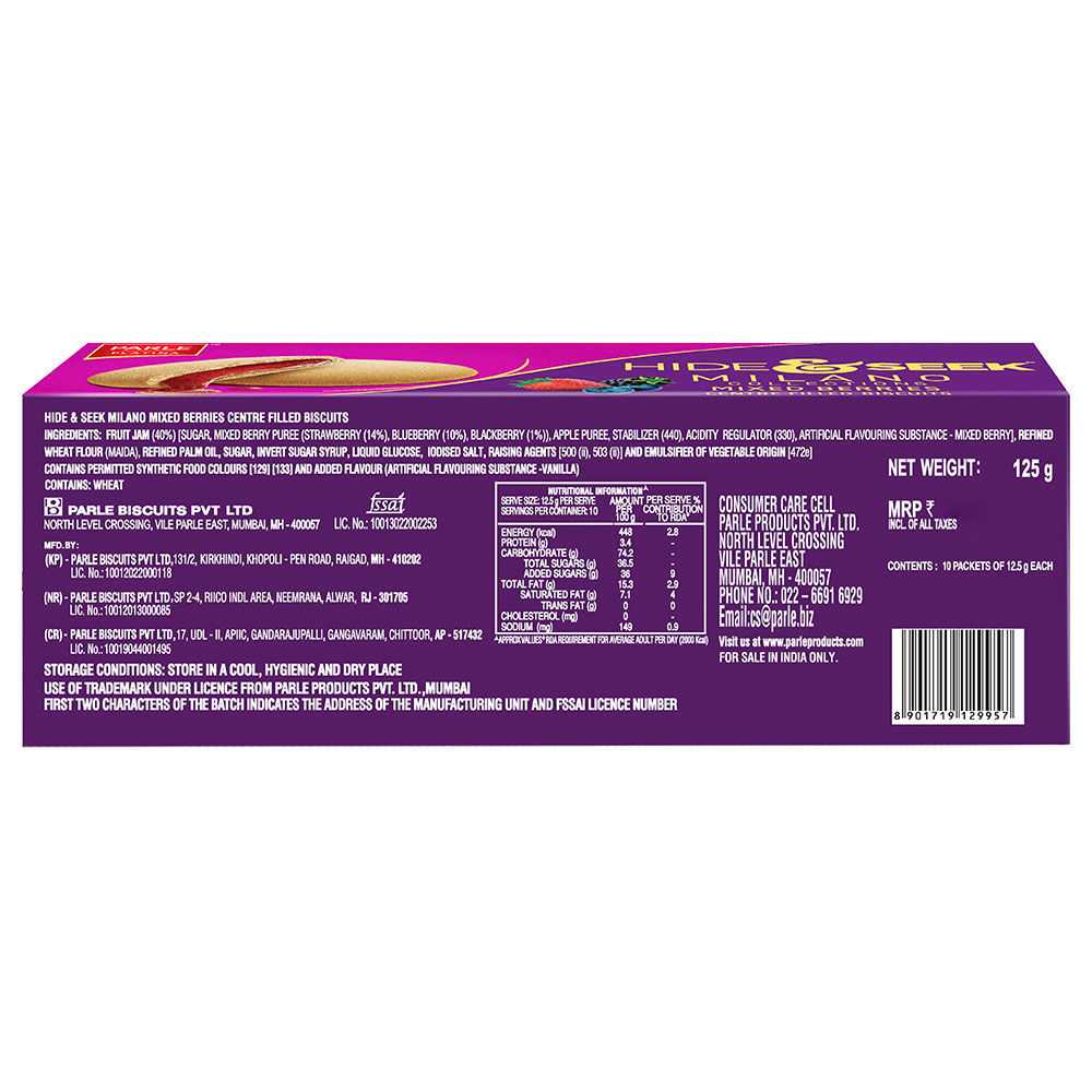 Parle Hide & Seek Milano Choco Filled Mixed Berries