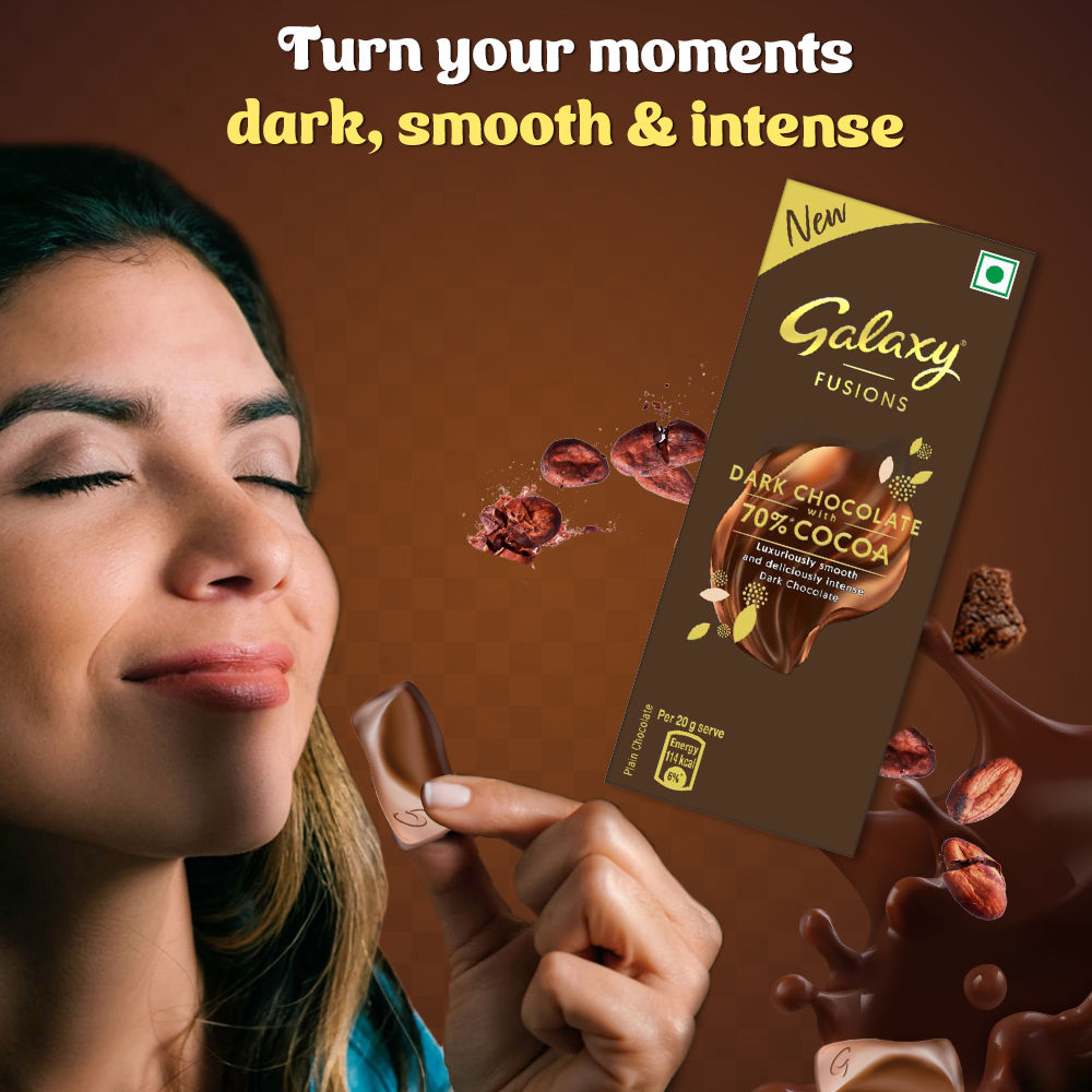 Galaxy Fusions Silky Smooth Dark Chocolate Bar, Made with 70% Cocoa
