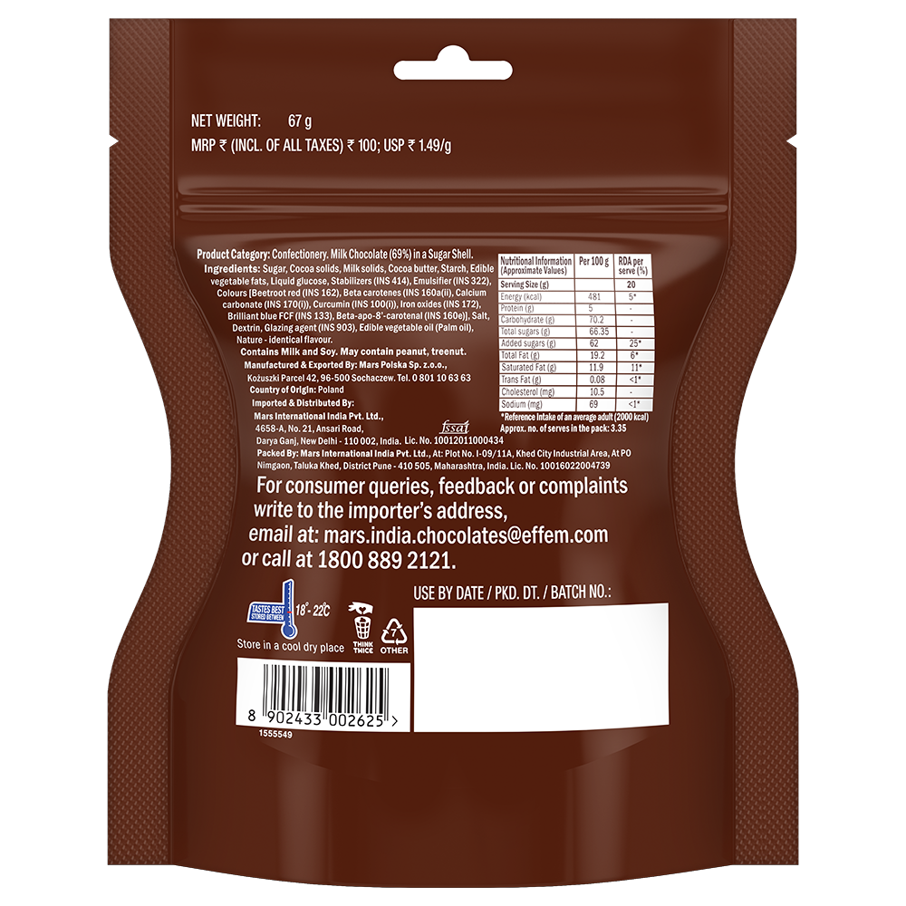 M&M's Milk Chocolate Candy Pouch