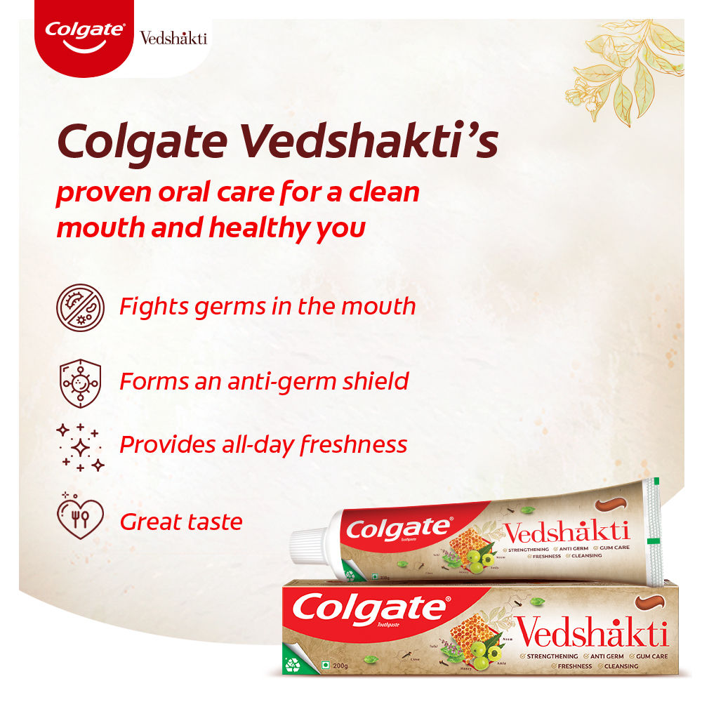 Colgate Vedshakti Anti-Bacterial Toothpaste For Whole Mouth Health With Neem, Clove And Honey