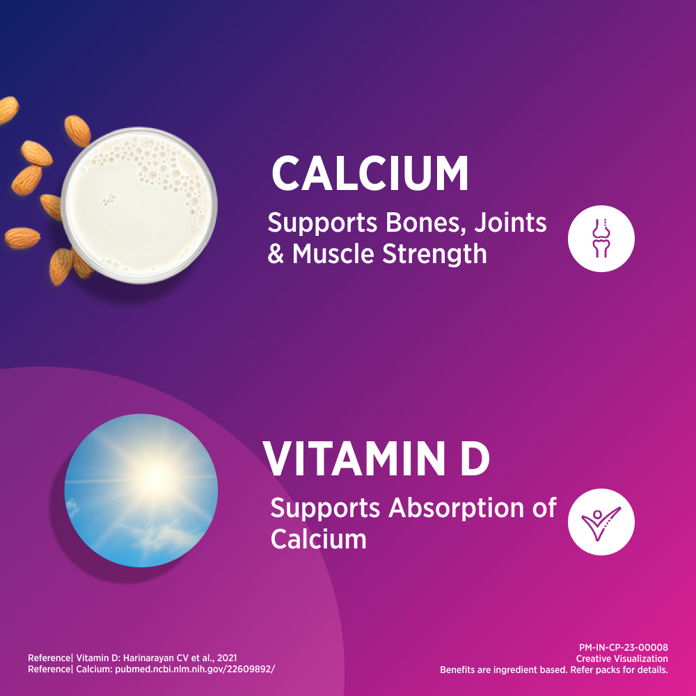 Centrum OstoCalcium Total Vitamin D & Calcium to support Strong Bones Joints & Muscles Veg