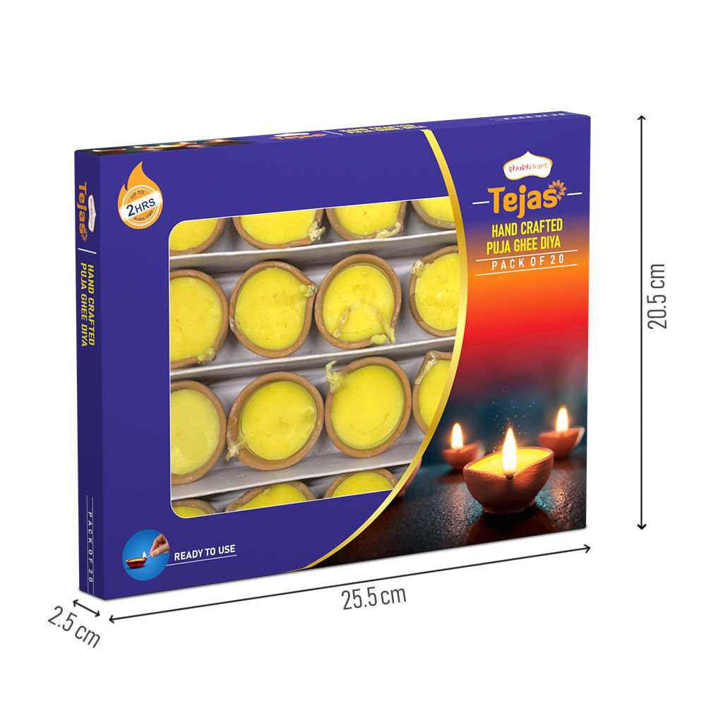 Shubhkart Tejas Hand Crafted Puja Ghee Diya 20 pc Combo