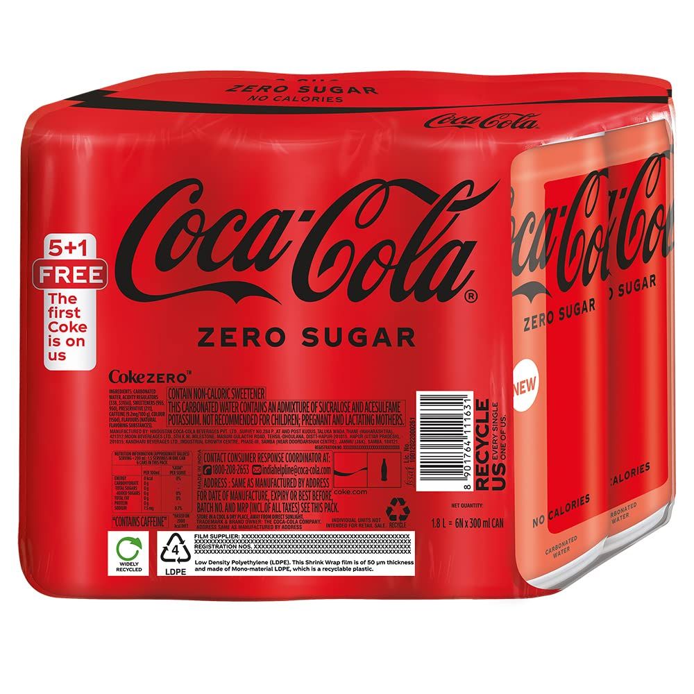 Coke Zero Cola Diet Soft Drink Can