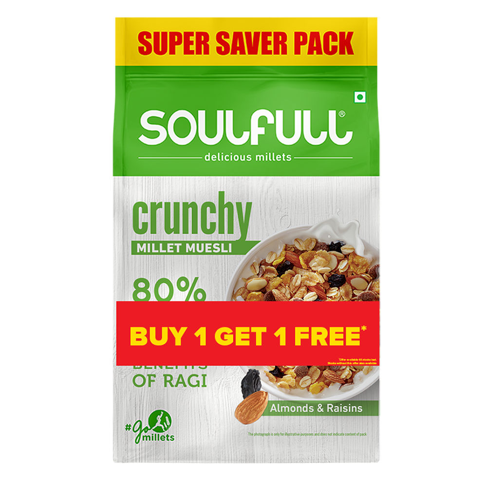 Tata Soulfull Crunchy Millet Muesli Contains Almonds and Raisins