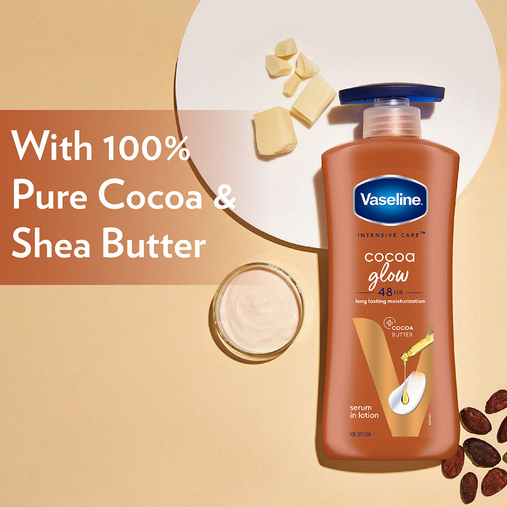 Vaseline Cocoa Glow Serum In Lotion 100% Pure Cocoa & Shea Butter for Glowing & Soft Skin