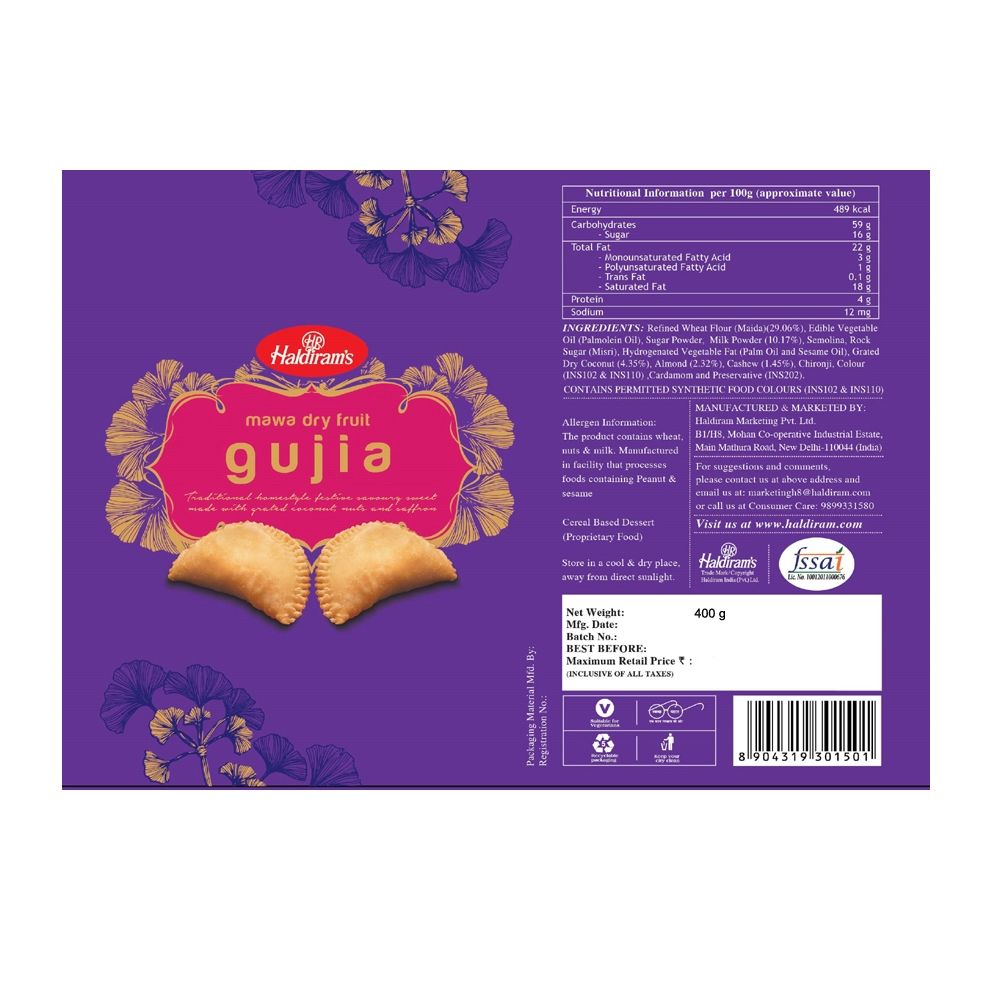 Mawa Dry Gujiya - By Haldiram's 400 g Combo