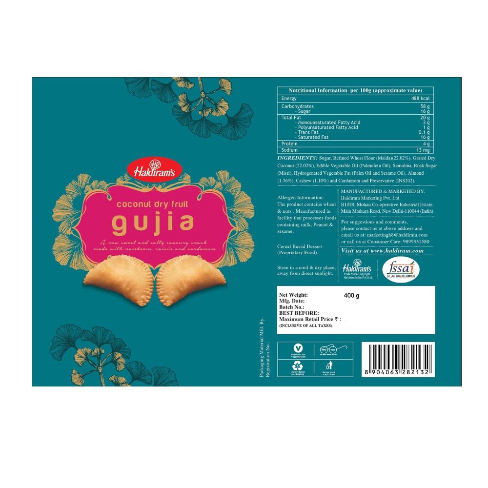 Coconut Dry Gujiya - By Haldiram's 400 g Combo