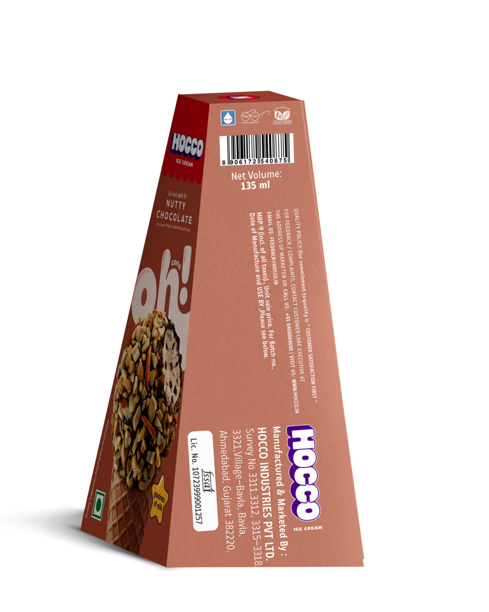 Hocco Nutty Chocolate Oh Ice Cream Cone 135 ml Combo
