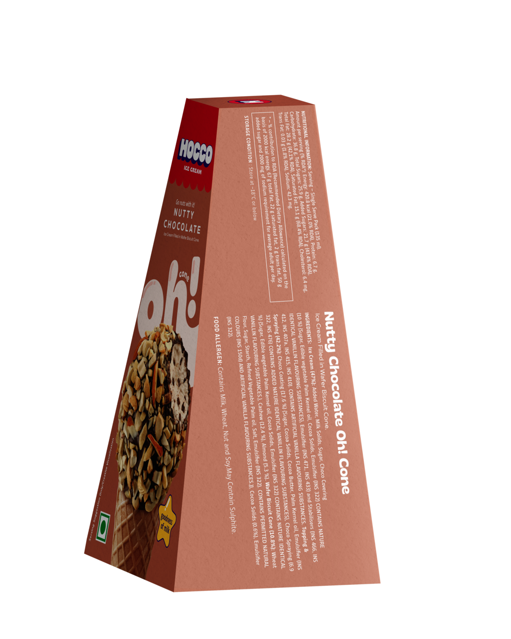 Hocco Nutty Chocolate Oh Ice Cream Cone 135 ml Combo