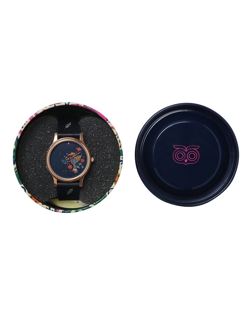 Chumbak Women's Leather Analog Watch | Black