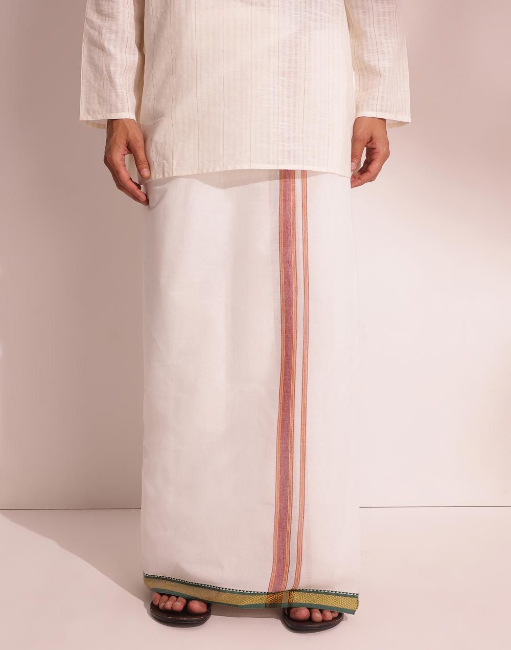 Fabindia Men's Dhoti Woven Blend | Multi -