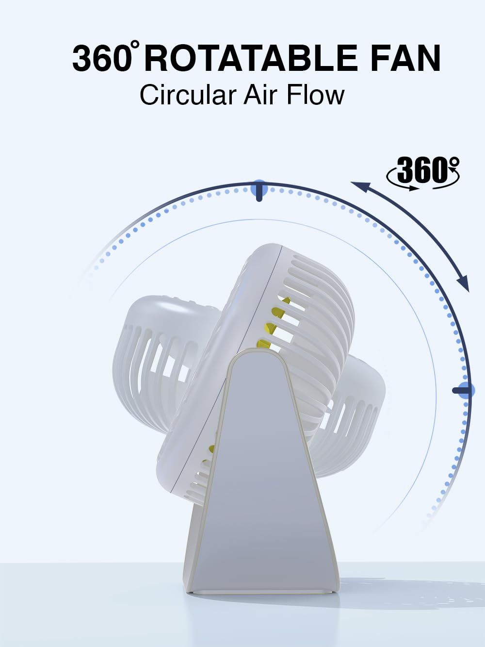 Wayona Chill Blast 110mm Rechargeable Fan|3 Speed modes,360 Degree Adjustable|200MaH|White