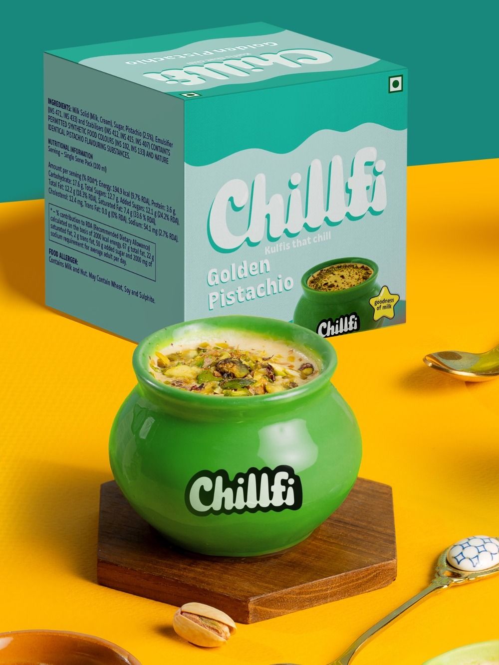 Hocco Golden Pistachio Matka Kulfi Ice Cream Cup 100 ml Combo