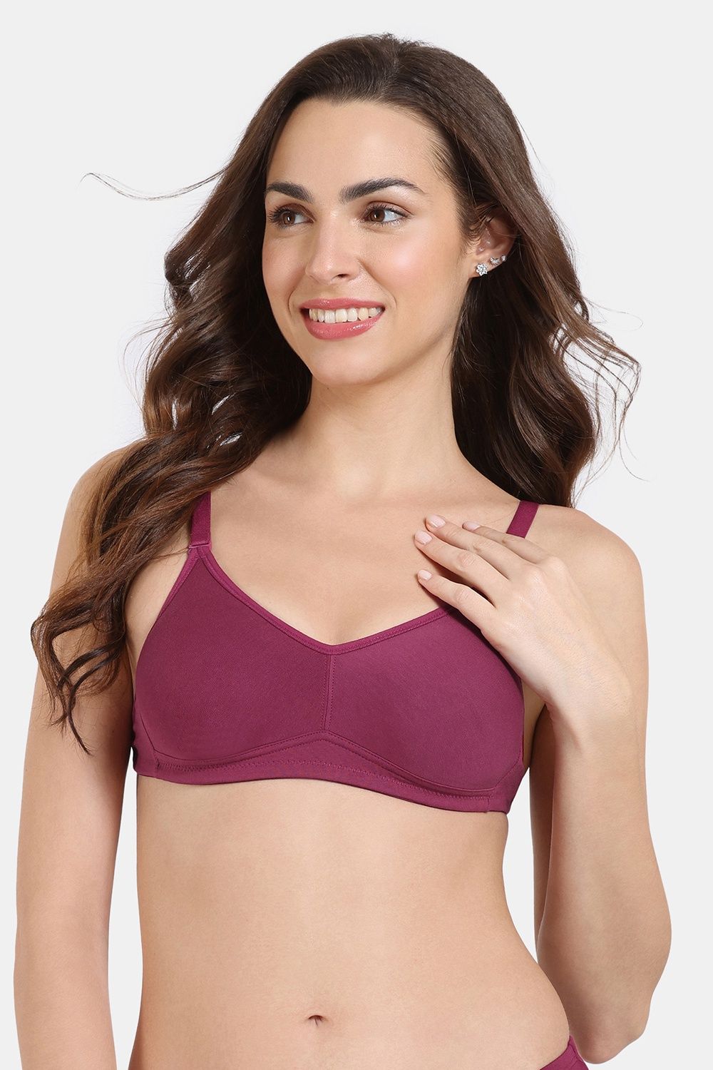 Zivame Women's Basics Double Layered Non Wired Full Coverage Backless Bra | Beet Red - 32B