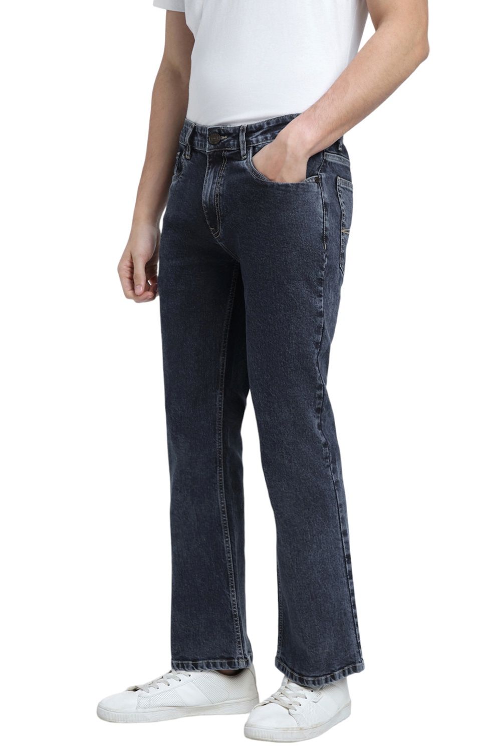 Dennis Lingo Men's Boot Cut Washed Stretchable Jeans | Indigo | 30