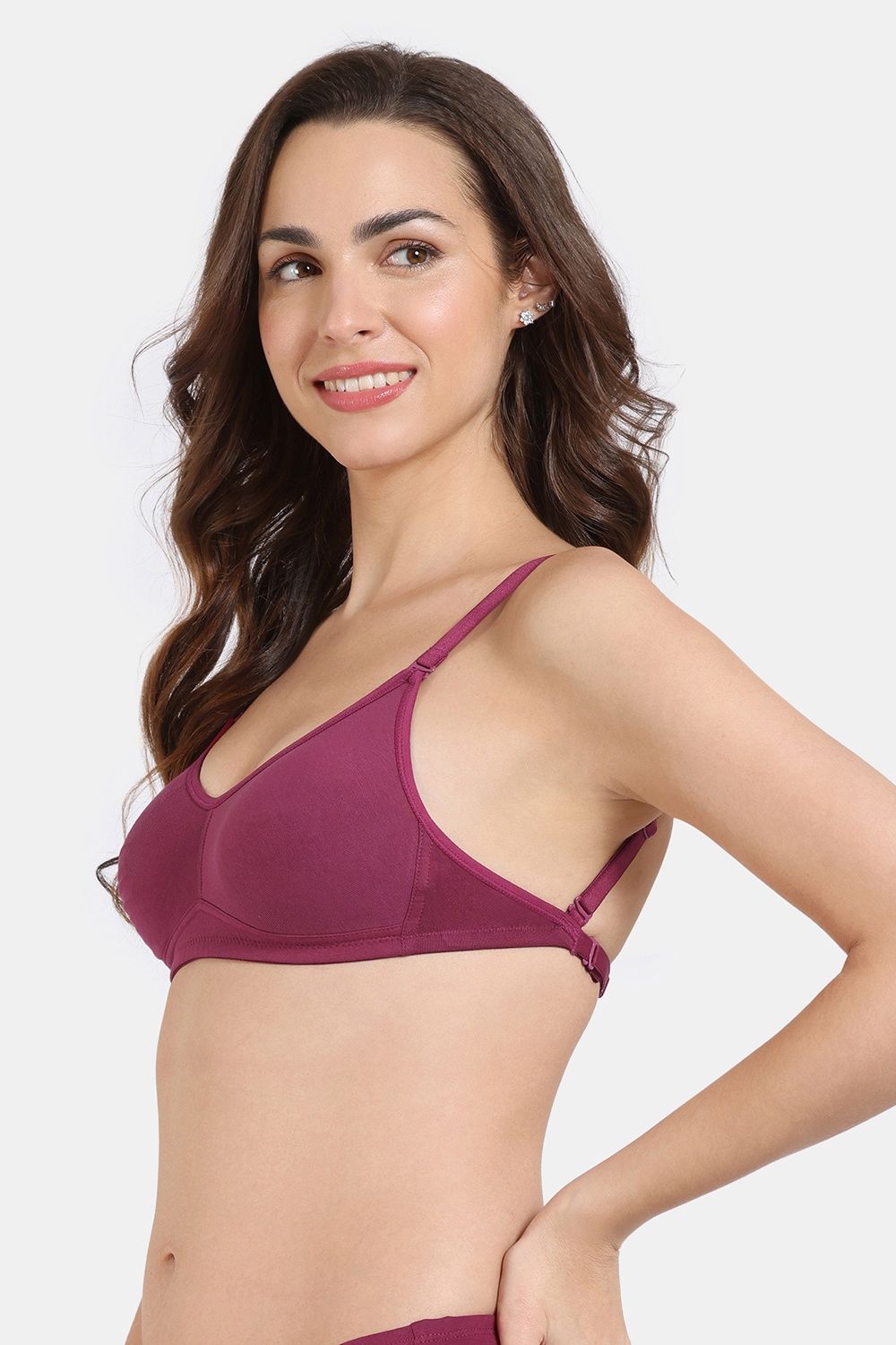 Zivame Women's Basics Double Layered Non Wired Full Coverage Backless Bra | Beet Red - 32B