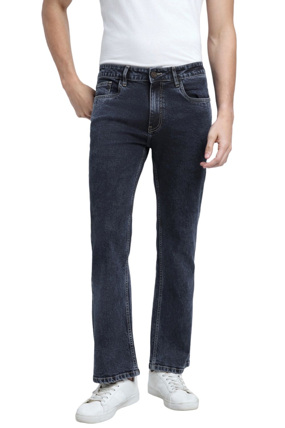 Dennis Lingo Men's Boot Cut Washed Stretchable Jeans | Indigo | 30