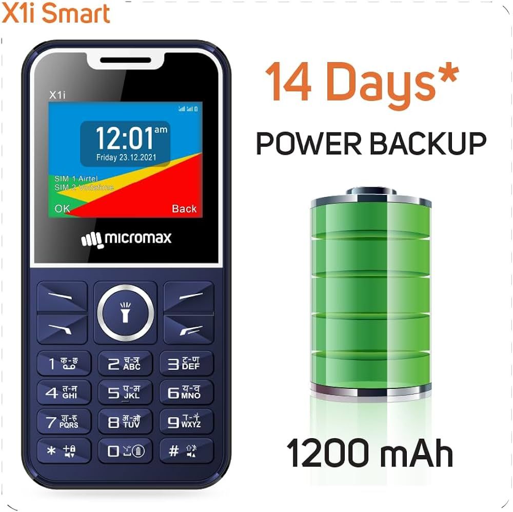 Micromax X1i Smart+ Dual Sim Keypad Mobile | 2.4" Display | 1750mAh Battery | Blue