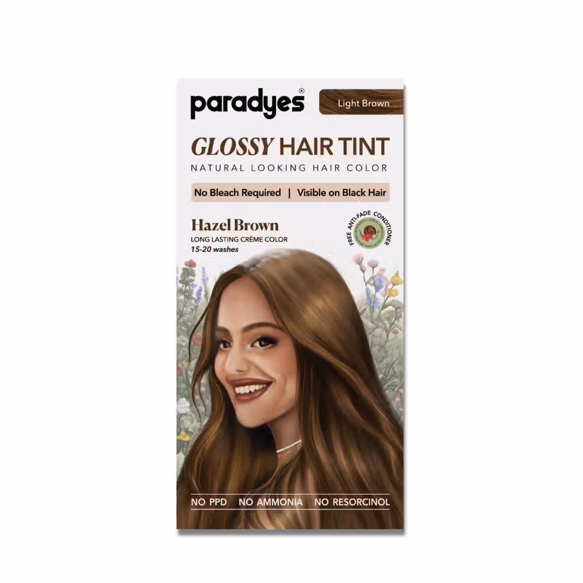 Paradyes No Bleach Hazel Brown Glossy Hair Tint, 160 g - Image 1
