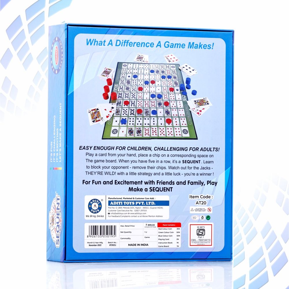 Aditi Toys Make A Sequent Board Game, Strategy & Logic Challenging Game With Foldable Board