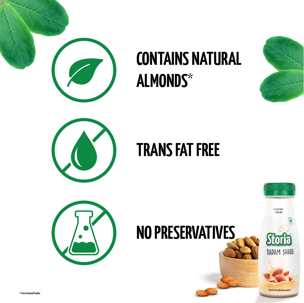 Storia Badam Shake, No Added Preservatives, Trans Fat Free 180 ml Combo