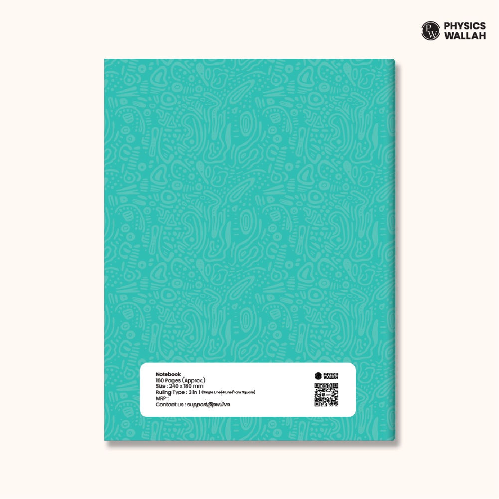 PW Doodle Notebook Set | 6 x 160 Pages, Mixed Formats (Single Line, 4 Line With gap, 1 cm Square)