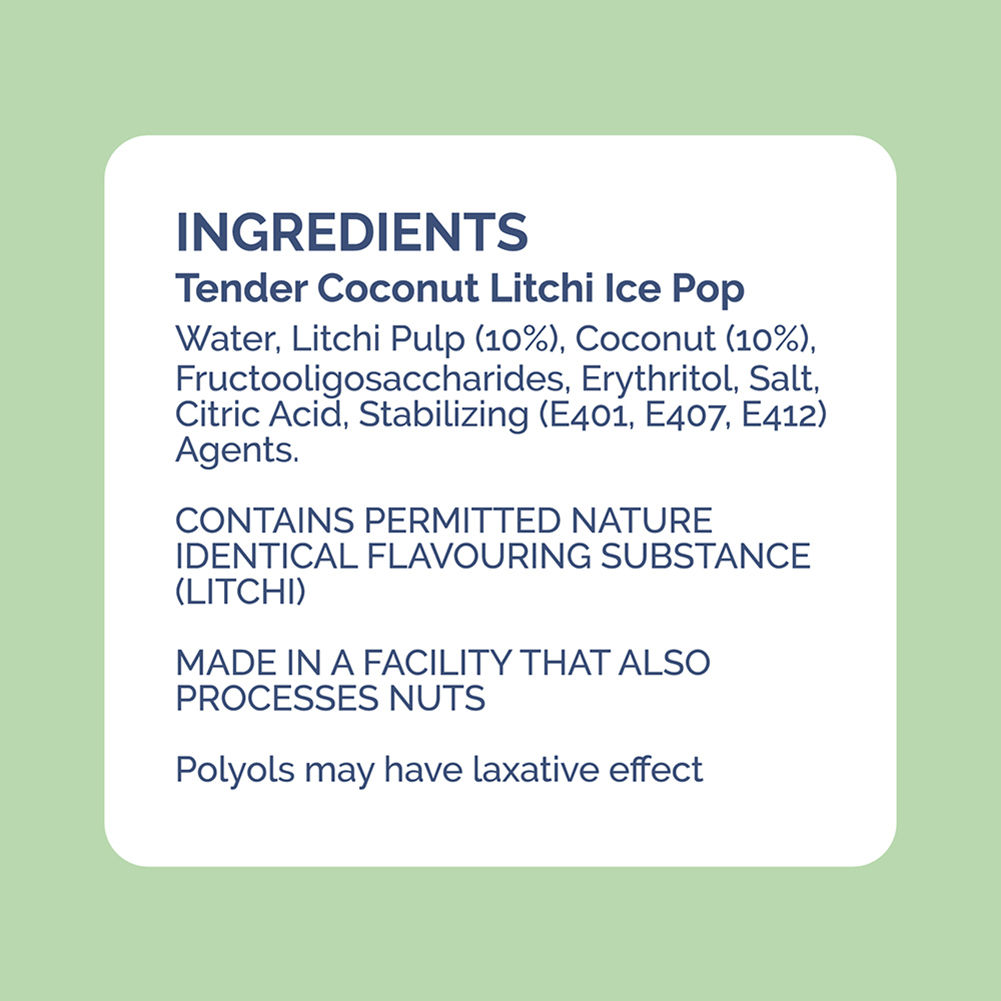 Get-A-Way Tender Coconut Litchi Ice Pop | Low Calorie | Zero Added Sugar