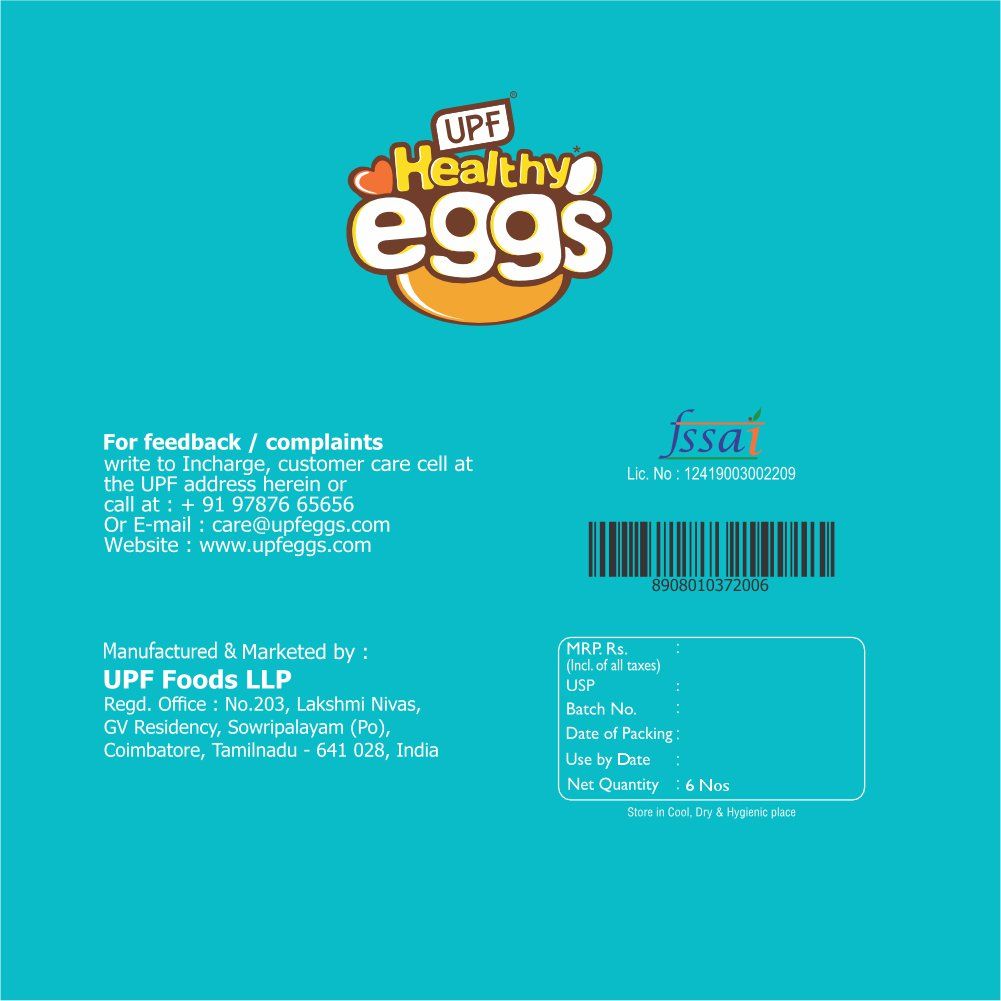 UPF Healthy White - Large Eggs, 6 Pieces | Protein Rich | Veg Feed | Infertile
