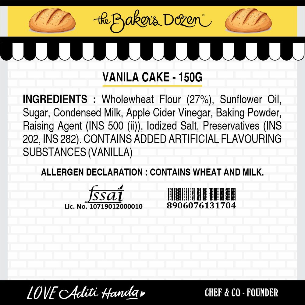 The Baker's Dozen Vanilla Cake 150 g Combo