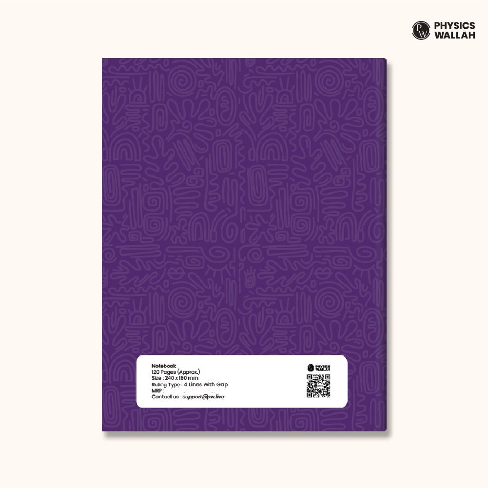 Physics Wallah Doodle Notebook | 120 Pages | Four Lines with Gap (English) set of 6