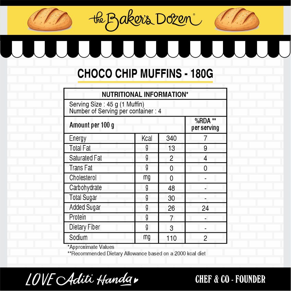 The Baker'S Dozen Choco Chip Muffins 180 g X 2 Combo