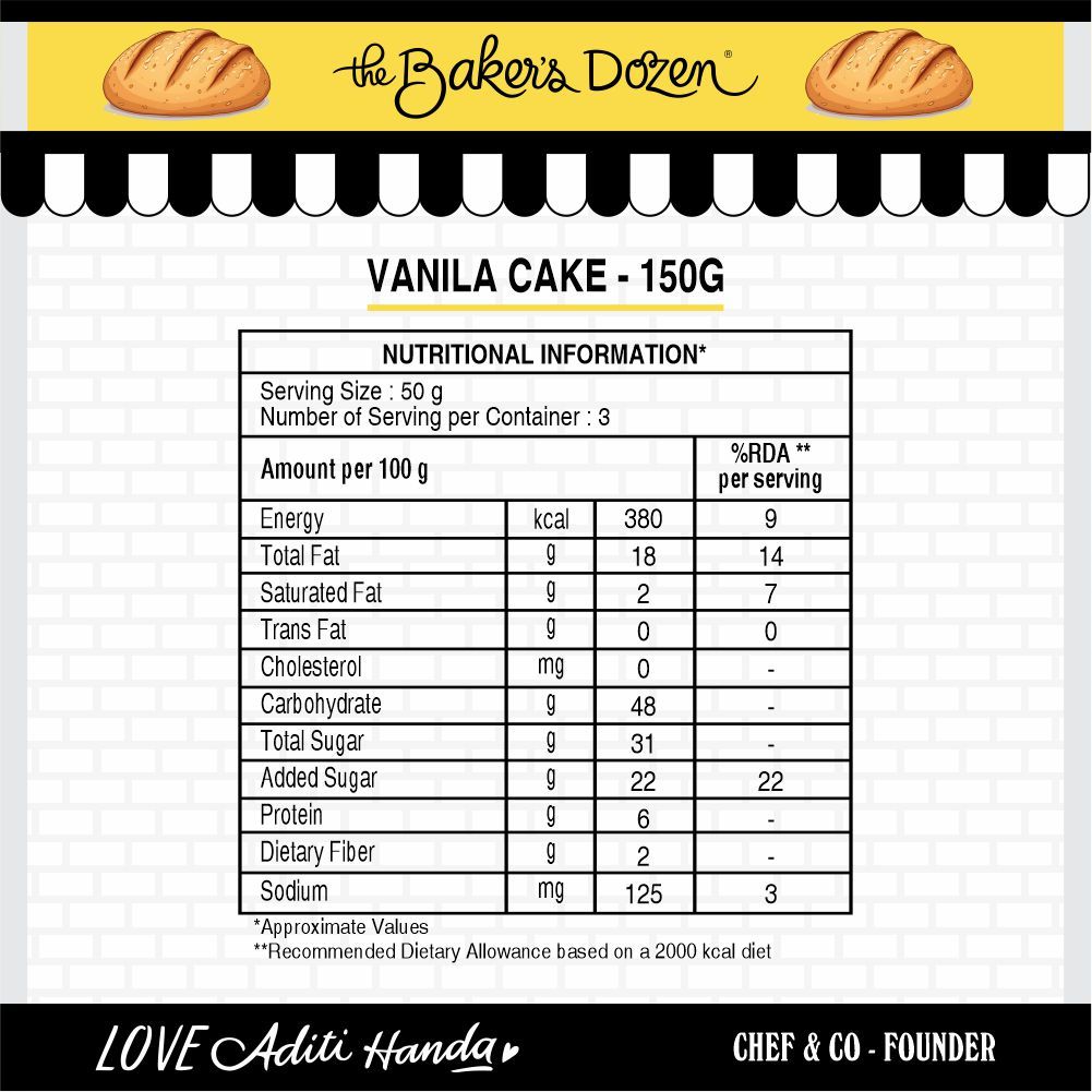 The Baker's Dozen Vanilla Cake 150 g Combo