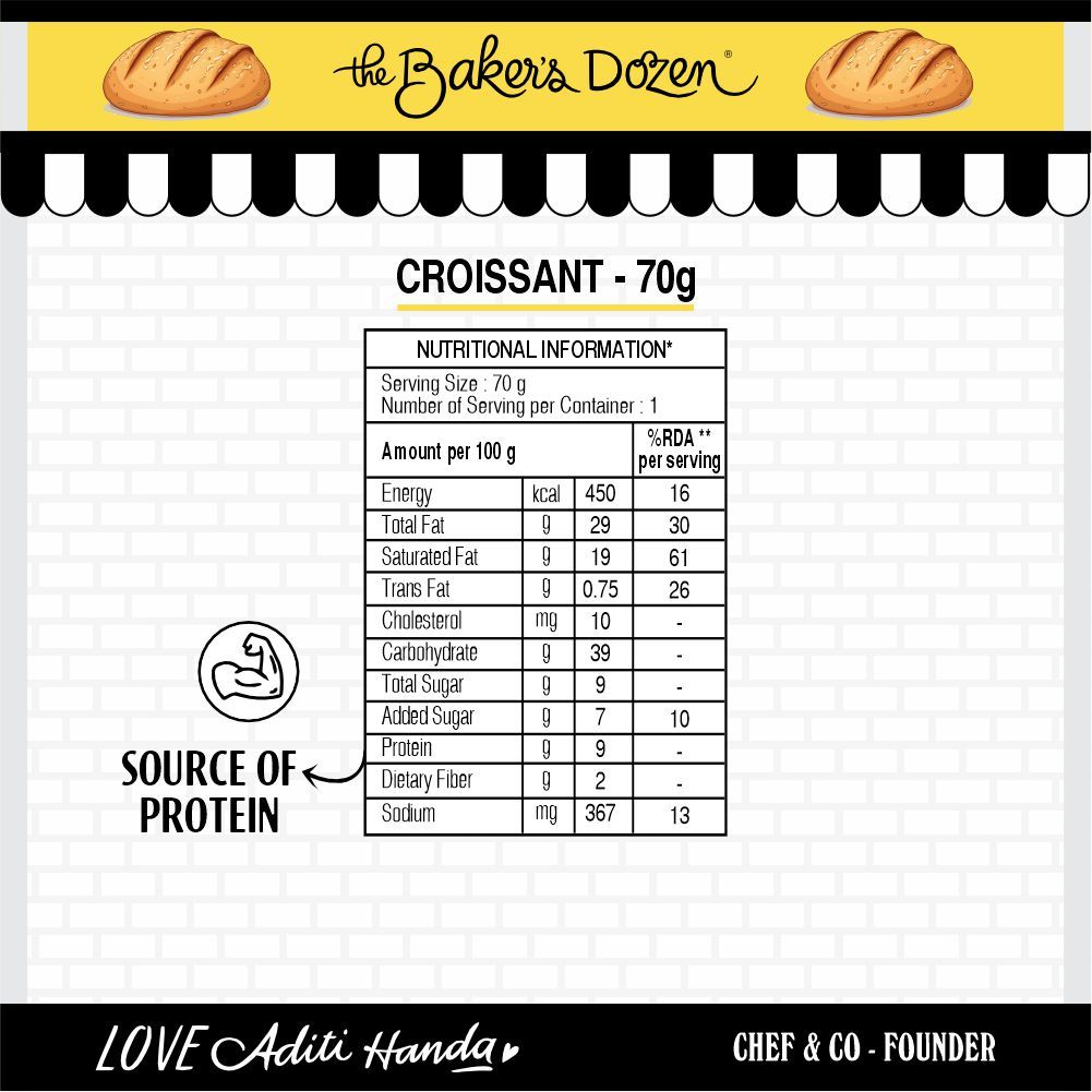 The Baker's Dozen 100% Real Butter Croissant with No Preservative 70 g Combo