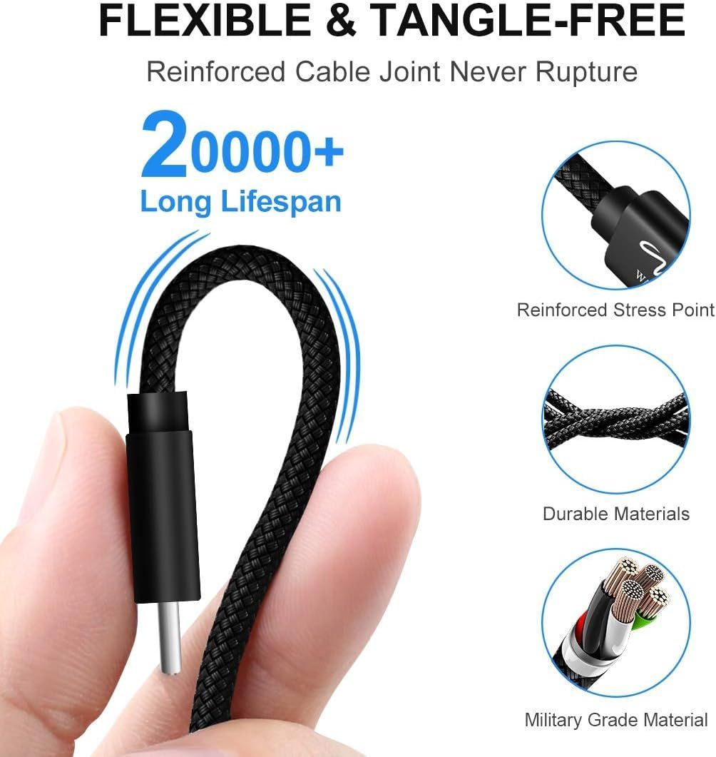 Wayona Type C 3Meter Nylonbraided 65W/3A Fast Charging Usb C Cable Samsung 15 Series 10Ft Black