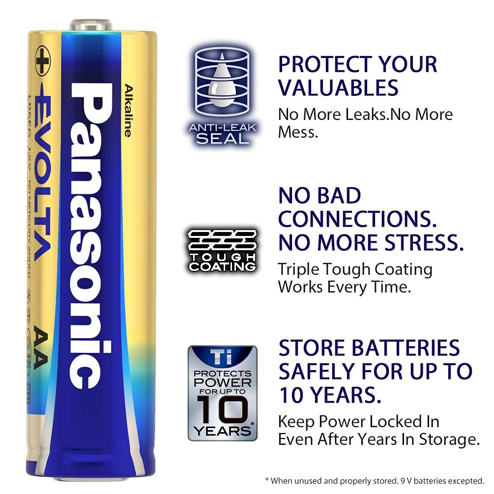 Panasonic Evolta AA Alkaline Battery | Anti-Leak Seal