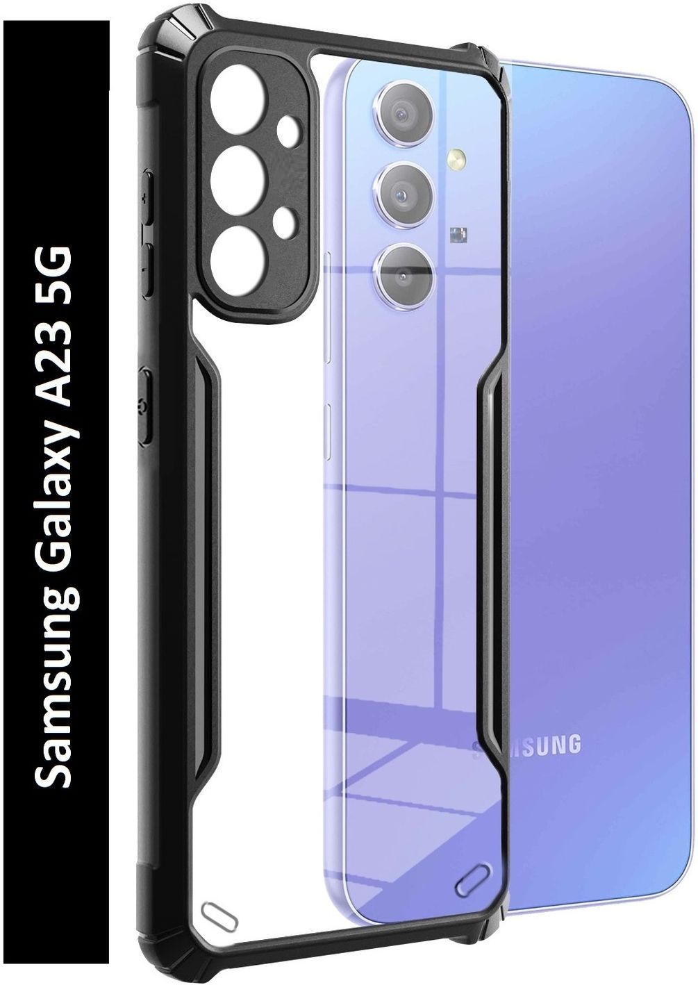 Kwine Case Samsung Galaxy A23 Back Cover - Black Bordered Transparent Case