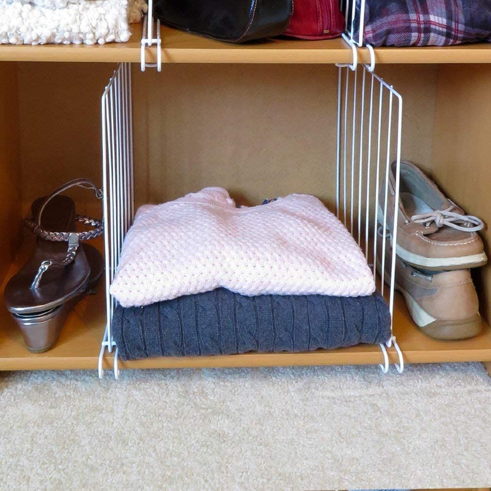Go Hooked Wardrobe Shelf Divider Cloth Organizer | Wardrobe Separator | Metal Black | Set Of 3