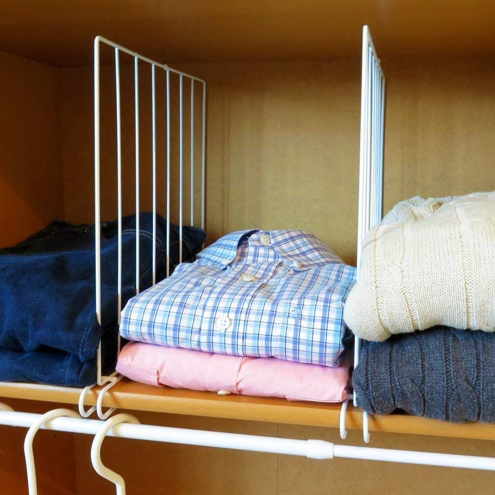 Go Hooked Wardrobe Shelf Divider Cloth Organizer | Wardrobe Separator | Metal Black | Set Of 3